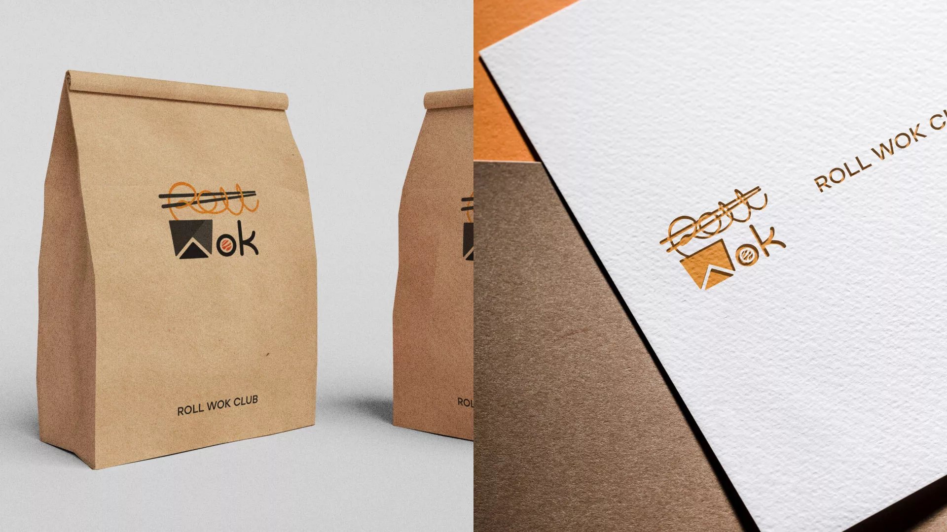 Разработка логотипа суши-бара «Roll Wok Club» в Полысаево