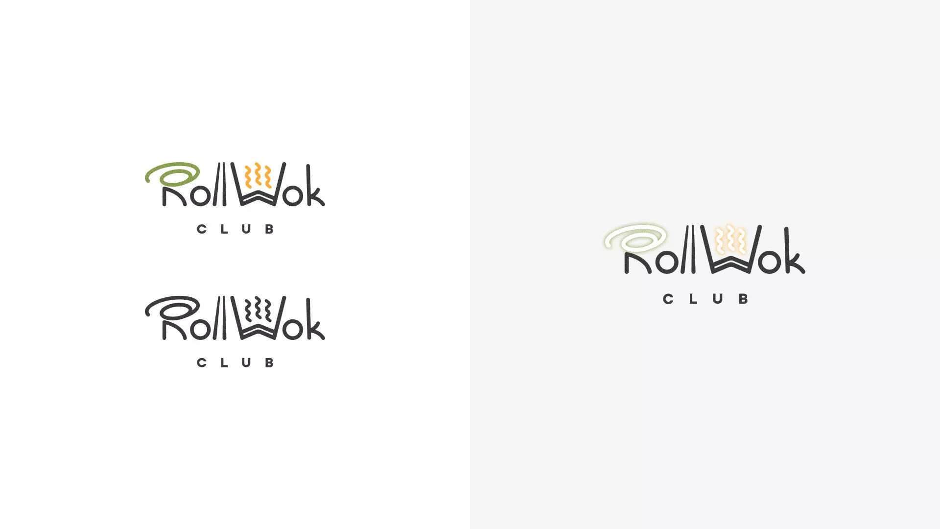 Разработка логотипа и фирменного стиля суши-бара «Roll Wok Club» в Полысаево